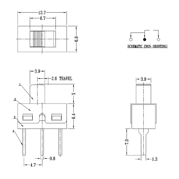 Best SS12D10-G Vertical On Off Slide Power Switch DIP 3 Pin 2 Position ...