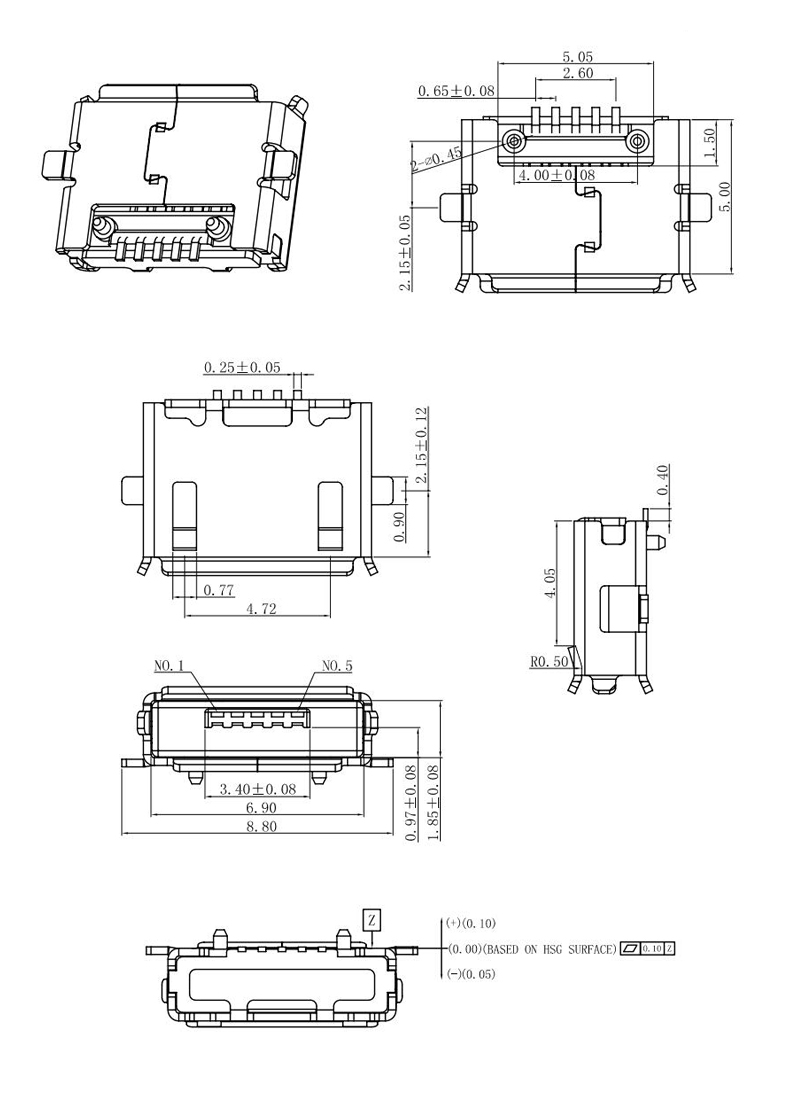 20 Connettori Micro USB Femmina 5 Pin – DMiotech Adattatore Presa 180° Per Saldature E Riparazioni